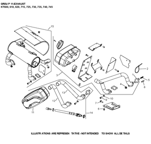Kt730-3063 Exhaust Diagram and Parts List for KT730-3063  Cub Cadet Lawn Tractor